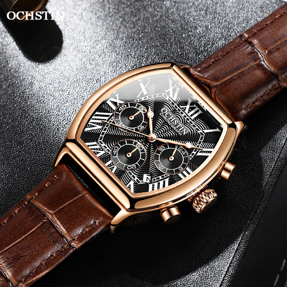 OCHSTIN 2023 NEW Fashion Mens Square Watch Business Quartz Chronograph Wristwatch Luxury Brand Waterproof часы мужские GQ6132