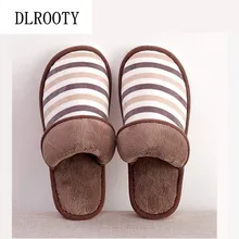Зимние мужские тапочки; домашние шлепанцы; теплая Модная нескользящая обувь в полоску на платформе; мужские шлепанцы на плоской подошве; повседневная обувь