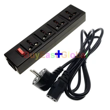 Schuko EU вилка стандарта США 4-Way мульти выход удлинитель Мощность полосы преобразование мира Plug W/светодиодный главный выключатель AC100~ 250V макс 16A