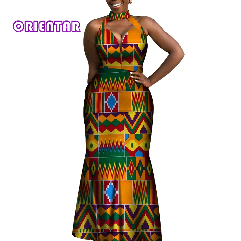 6 Модные африканские платья для женщин Dashiki Bazin Riche Африканское длинное платье без рукавов традиционное бальное платье длиной до пола WY4096 - Цвет: 6