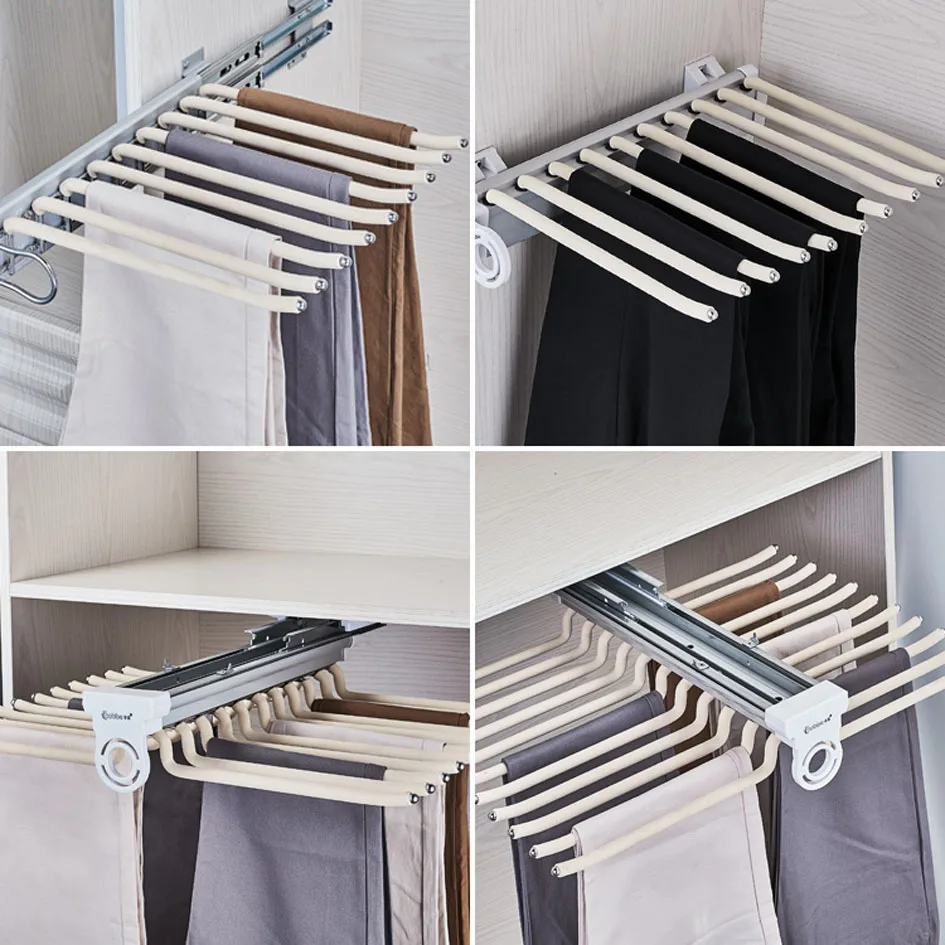 Trousers Rack Top Install / Side Install Telescopic Pants Rack Push
