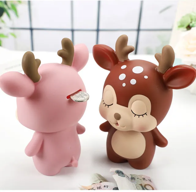 Cartoon Deer Piggy Bank Cute Animal Fall-proof Vinyl Children Savings Toys Kids Boy Girl Birthday Gift 5