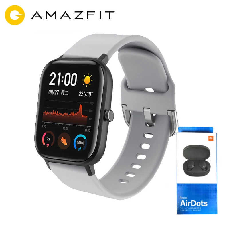 Глобальная версия, Новые смарт-часы Amazfit GTS, 5 АТМ, водонепроницаемые Смарт-часы, 14 дней работы от батареи, AMOLED Amazfit Bip, обновление - Цвет: GTS-grey-airdots