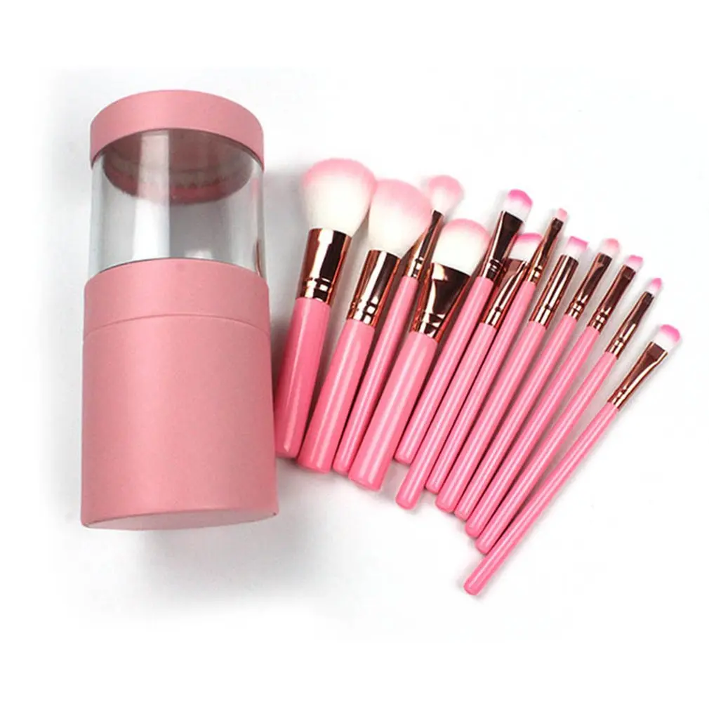 

Makeup Brush Set Brush 12Pcs Makeup Tools Transparent Barrel 12 Fiber Brush Set Powder Blusher Eyeshadow Makeup Brushes