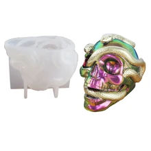 

Double Snake Head Silicone Mirror Mold DIY Epoxy Resin Skull Head Casting Tool Candle Holder Ornaments Home Decoration for Craft