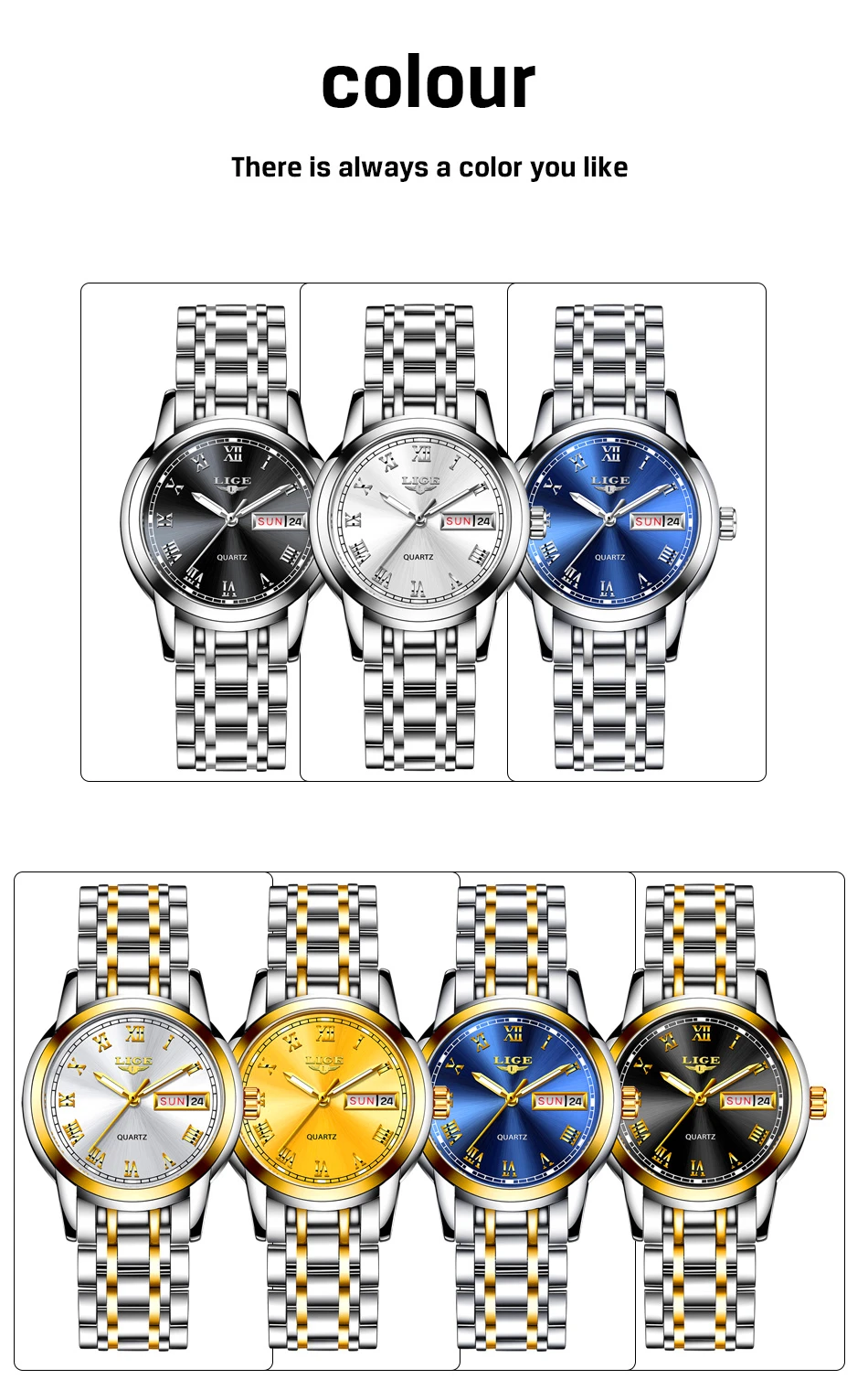 LIGE Fashion Women Watches Gold Blue Ladies Bracelet Watches Reloj Mujer 2020 New Creative Waterproof Quartz Watch For Women+Box