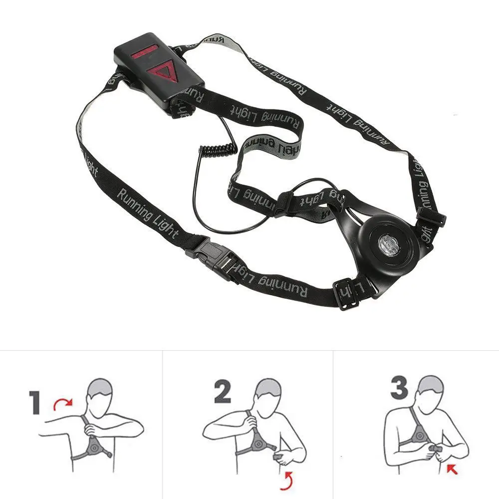 LED Night Running Light Outdoor Sport USB Rechargeable Chest Lamp Safety Jogging Warning Light Cycling Torch