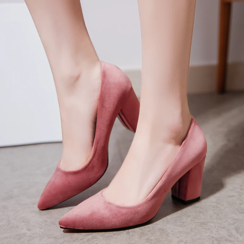 

2020 autumn Female pointed lady sexy high heels black with thick with wild single women shoes Sandalias femeninas Ten U22-16