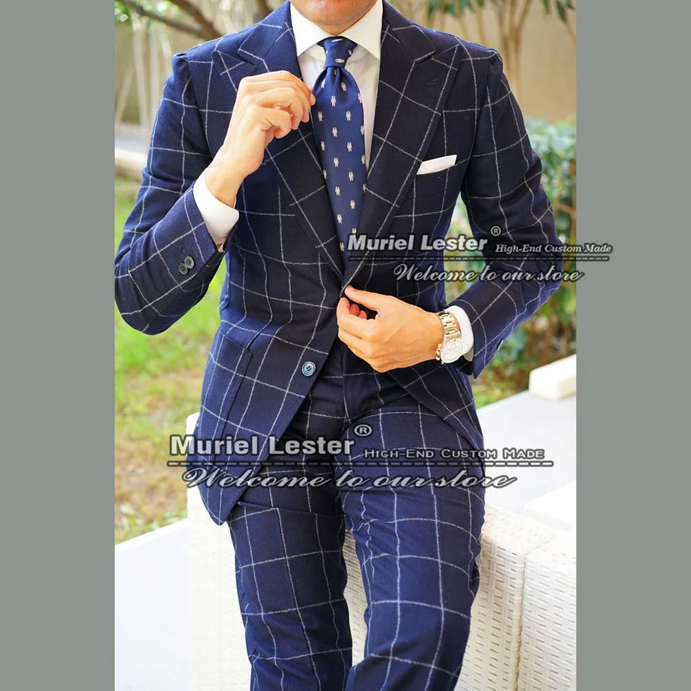 coat suit for men Spring/Autumn Men Suits White Plaid Wedding Tuxedo Custom Made 2 Pieces Jacket With Pants Groom Wear Party Blazer Costume Homme men blazer