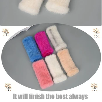 

Hand Knitted Mink Fur Hand Warmer Gloves Wrist Warmer