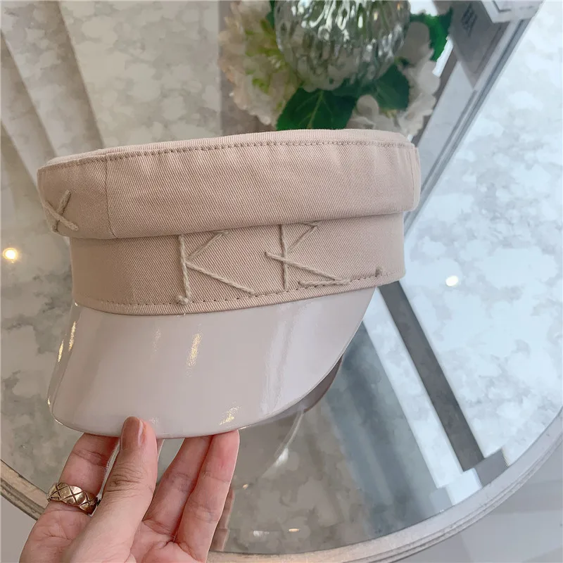 New Summer Cotton Patchwork Newsboy caps Letter Embroidery Military Cap
