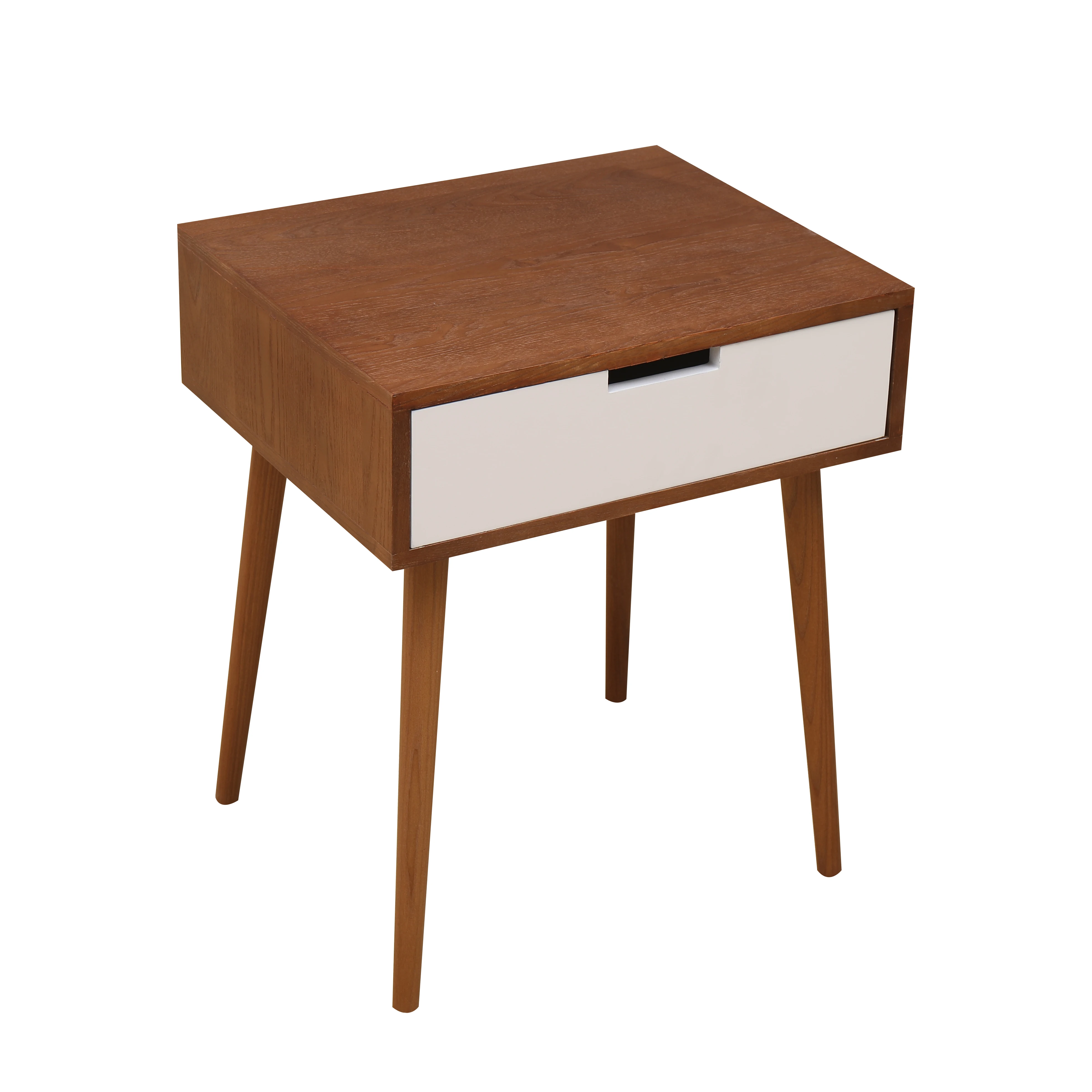 

Light Fraxinus mandshurica/White Side End Table Nightstand with Drawer 22.5" H