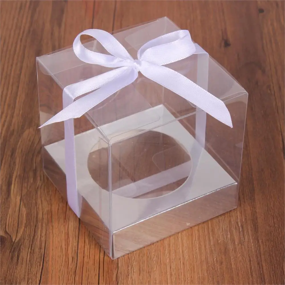 9 см ПВХ прозрачный кекс коробка Weddding вечерние поставщик коробка для конфет, кексов еда транспортная упаковка подарочная коробка с нижним кронштейном и веревкой