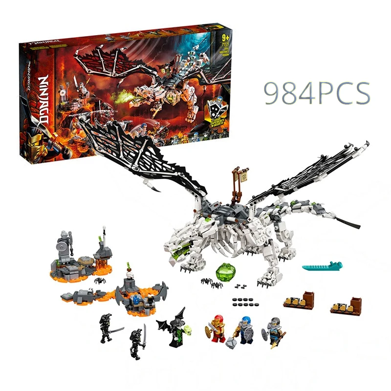 

2020 Now Bricks 984pcs Ninjagoed Skull Sorcerer's Dragon Model Building Blocks Ninjagoes 71721 Bricks Kids Toys for Children