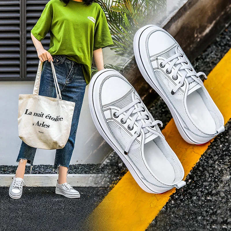 

What White Shoes Women's 2019 New Style Simple Breathable Summer WOMEN'S Shoes Versitile Fashion Hollow out Mesh Extra High Shoe