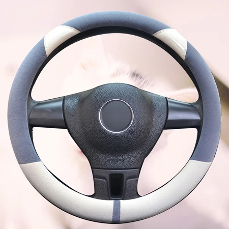 Light blue 6 цветов Чехол рулевого колеса автомобиля плюшевые прекрасные удобные для девочек женщин Volant Funda Volante 37 38 см авто аксессуары - Название цвета: Light blue