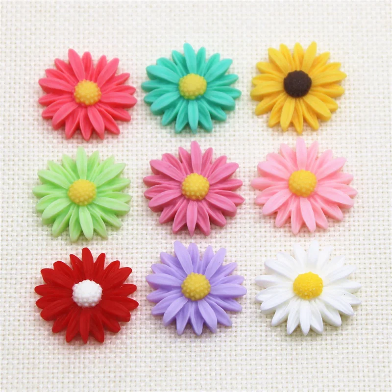 Mixed Color daisy flower resin flatback cabochon DIY jewelry/phone decoration Art Accessories No Hole 20pcs