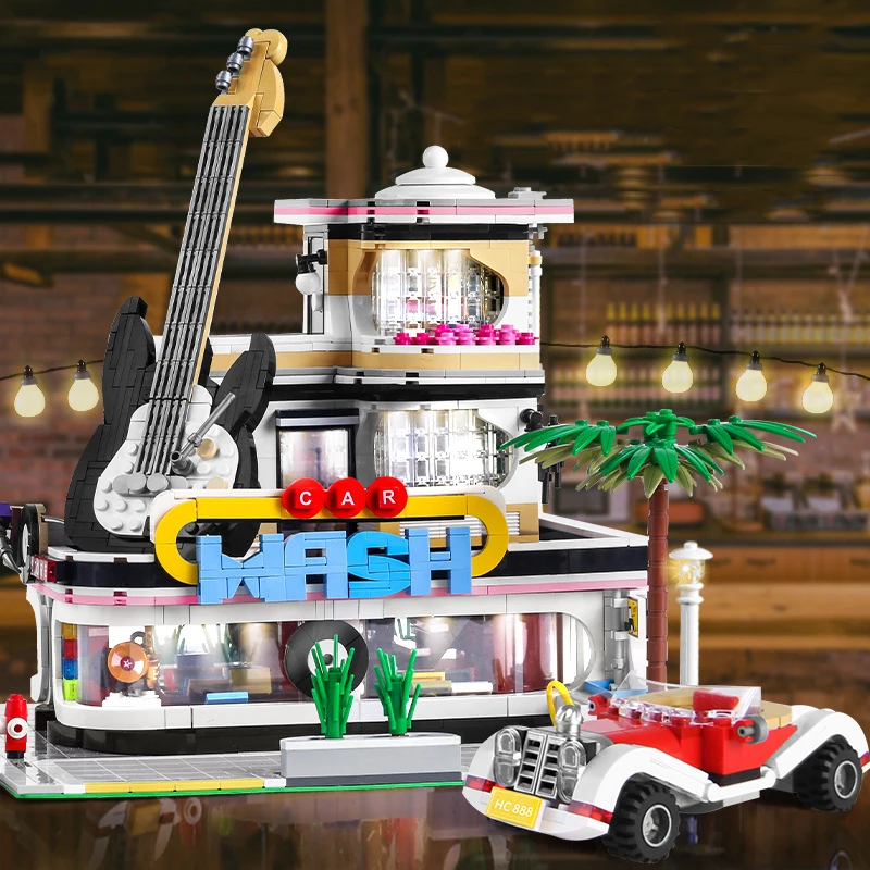 Совместимость Lepining LED Bricks City Street Series MOC Creator Expert Guitar Shop модель строительных блоков