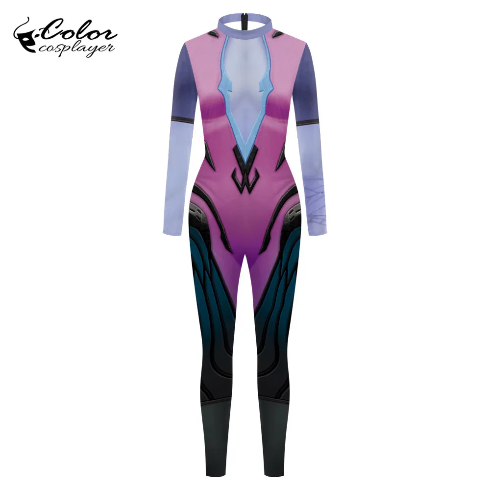 Цветной косплейер Widowmaker косплей костюм для женщин Purim Carnival O.W Боди Одежда 3D печать