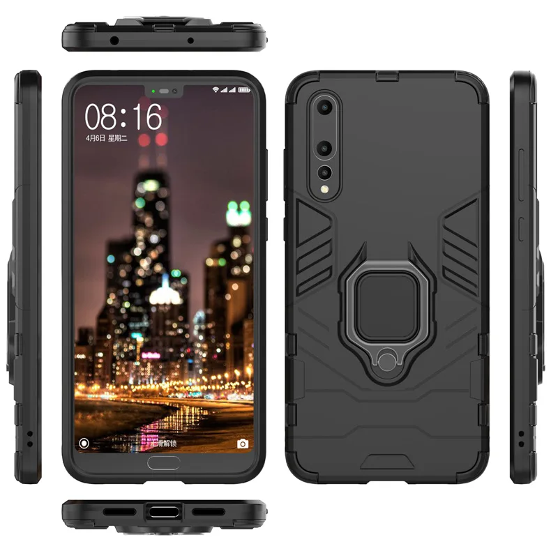 Magnetic Car Holder Armor Case For Huawei Y5 Y6 Y7 Mate 10 9 20 Nova 3 3i 4 With Kickstand Finger Ring Function | Мобильные телефоны