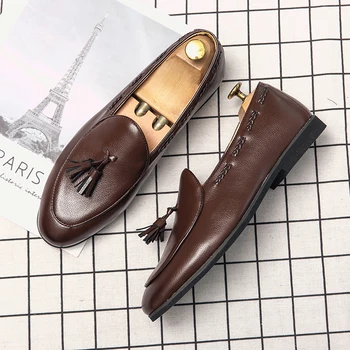 

Tassel Men Loafer Mens Wedding Oxford Shoes Black Brown Leather Men's Dress Shoes Slip On Business Formal Shoes For Men Big Size