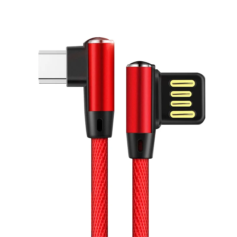 

2.4A Fast Charge Double-Sided Elbow USB Cable for iphone XR X 8 7 Charger Cable for Samsung s8 Type C Data Cable Micro USB