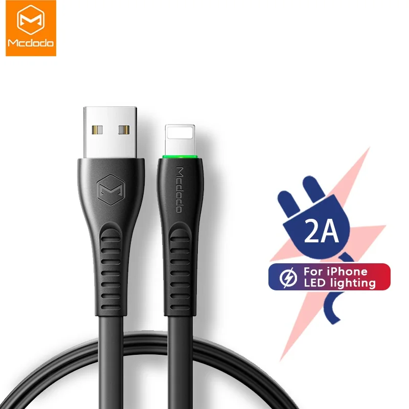 

Mcdodo USB Cable For iPhone XS Max XR X 8 7 6s Plus iPad Mini IOS 12 USB Cable Phone Charger Data Cord 2A Fast Charging LED Wire