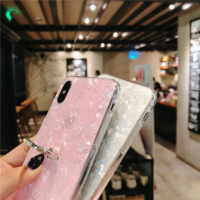 Мягкий блеск TPU чехол для телефона для iPhone 7 8 6 6S Plus Dream Shell шаблон чехол s для iPhone X XS 11 Pro Max XR с кольцом-держателем