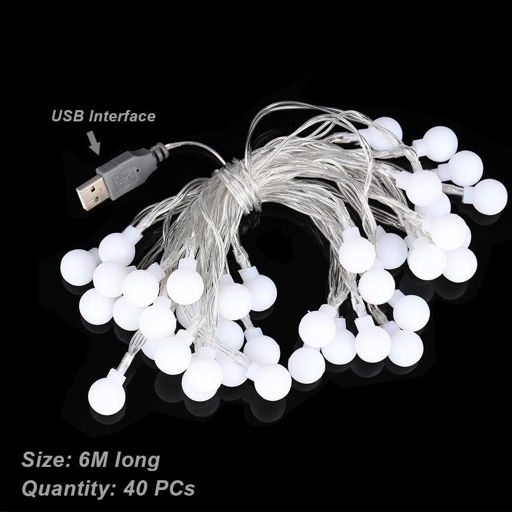 Fairy String USB Festival Romantic Fairy Light Fairy String Light 40LED Round Ball Yard Xmas Decor Garden Wedding