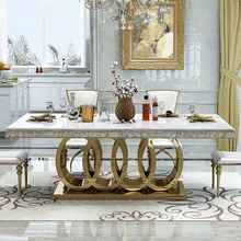 Table à manger rectangulaire en marbre, petits accessoires modernes, doux, luxueux et simples pour 10 personnes
