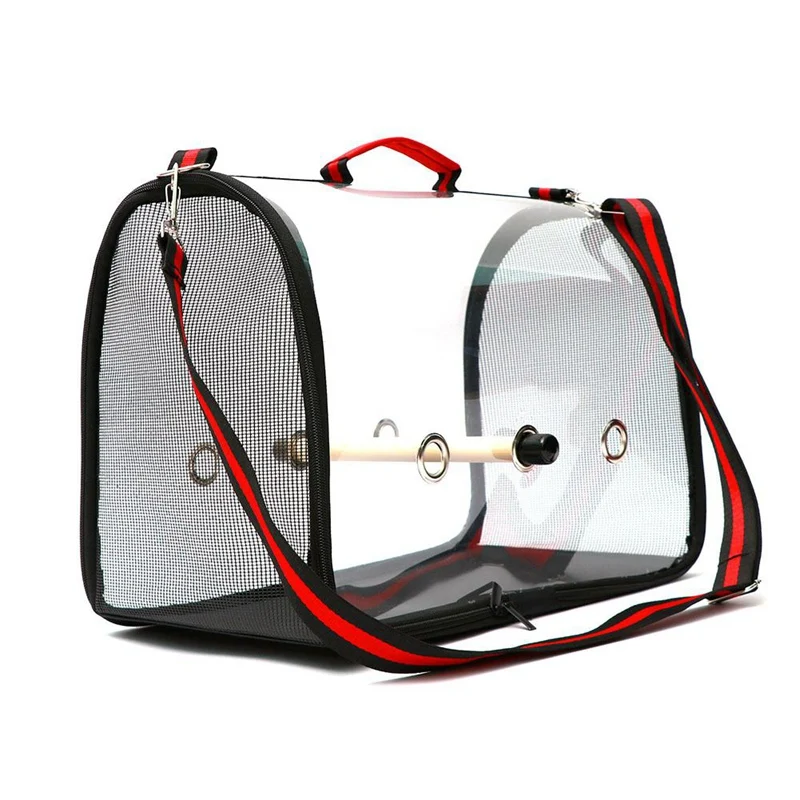 Прозрачный рюкзак с попугаем для переноски для домашних животных, удобная складная дышащая сумка для путешествий на открытом воздухе - Цвет: Красный