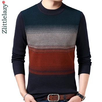 

2019 casual thick warm winter striped knitted pull sweater men wear jersey dress pullover knit mens sweaters male fashions 02115