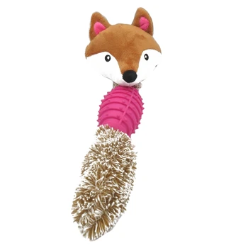 

Pet Toys Plush Plastic Fox Biting Toys Teeth Cleaning Molars Teddy Golden Hair, Decompression and Relief