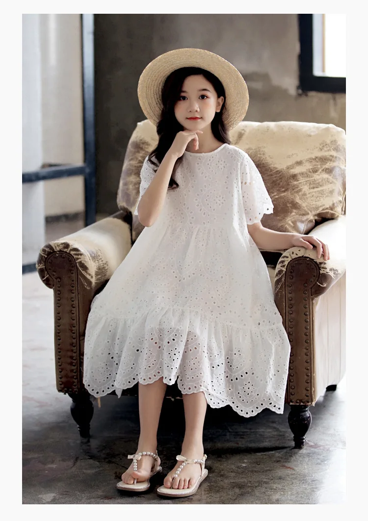 best Dresses Summer Girls Dress with Lining 100% Cotton Embroidery Baby Princess Midi Dress Children Party Clothes 4 6 8 10 12 14 16 Years Dresses for babies