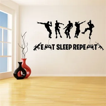 

Eat Sleep Repeat X-Box Wall Decal for Boy Bedroom Floss Dancer Game Quote Wall Sticker Character Wall Mural Stickers Decals