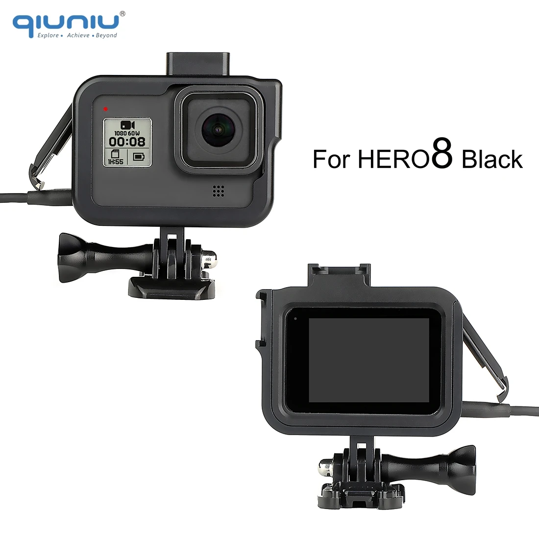 QIUNIU для GoPro Hero 8 Черный алюминиевый сплав защитная рамка Корпус чехол оболочка крепление для Hero8 черный Go Pro Аксессуары