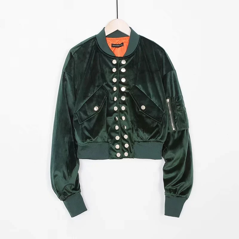 Chaqueta mujer короткая куртка женская черная бархатная куртка Осенняя классная модная одежда уличная bomner куртки manteau femme