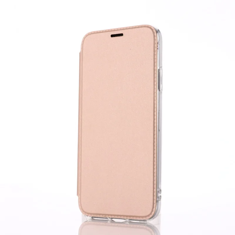 Ультратонкий Флип кожаный зеркальный чехол для Funda iPhone XR X XS Max 7 8 Plus 7plus 8plus 6 6s sPlus чехол прозрачная задняя крышка - Цвет: Rose Gold