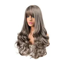 MERISI волосы Омбре черный коричневый Косплей Лолита парики с челкой длинные волнистые синтетические волосы парик для женщин высокая температура Fibe