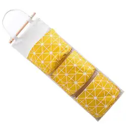 Хлопковая льняная подвесная сумка для хранения 3 кармана стенной гардероб Органайзер Сумочка настенный мешочек косметический гардероб