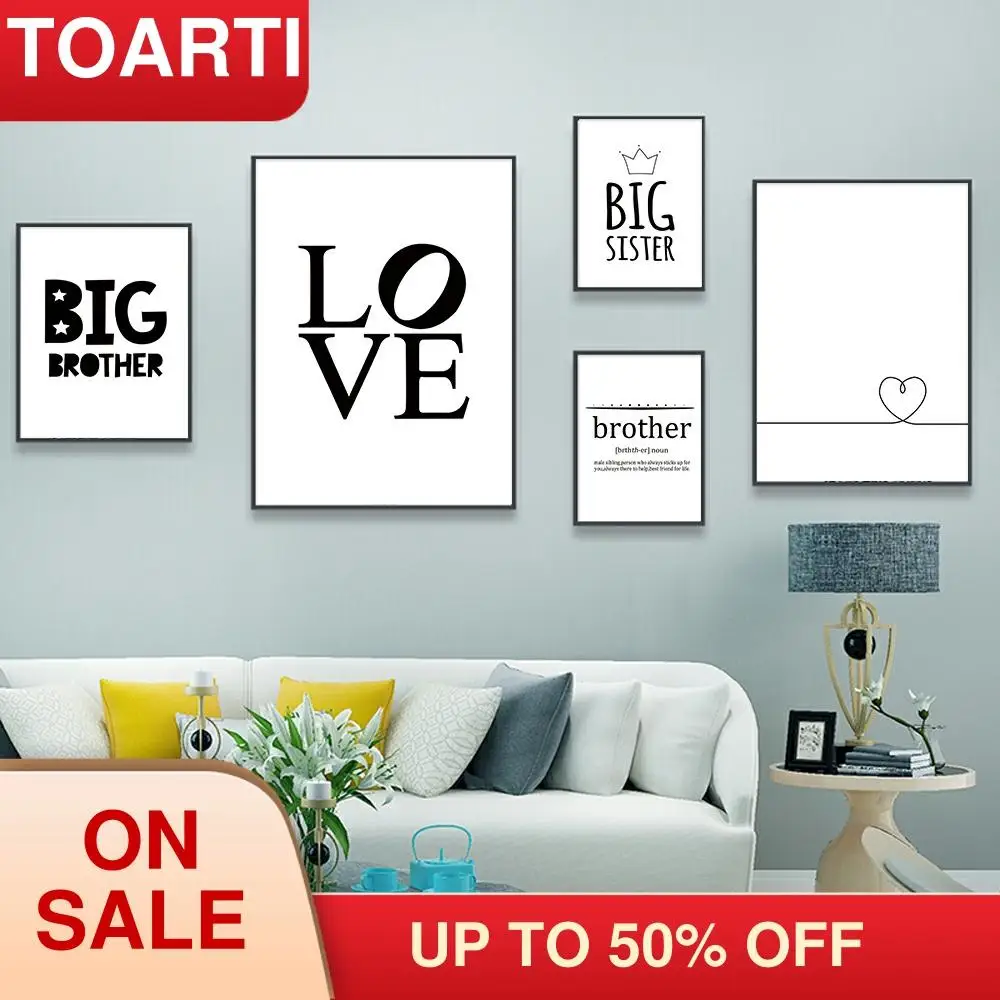 Letters Love Heart Canvas Poster Unframed Picture Living Room Home Art Decor 
