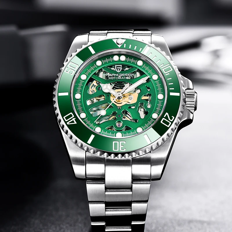 PAGANI DESIGN Top Brand Men Mechanical Watch Waterproof Stainless Steel Skeleton Automatic Watch Sapphire Glass Watch Men Reloj Hombre 10bar diver Self-winding male clock  (28)