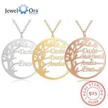 Персонализированные 925 пробы Серебряное семейное дерево ожерелье Заказное письмо табличка матери Подвески ювелирные украшения Рождественский подарок