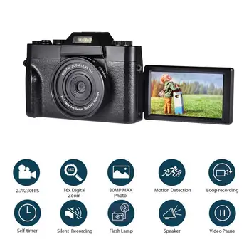 

Digital Camera HD IPS Screen Video 30.0MP Camera Portable 16x Kids Digital Zoom Photo Camera Supports The External Lens And Mic