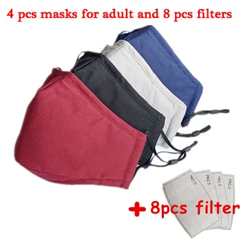 

5pcs Cotton Mask Filter Mouth Mask Face Mask Washable Reusable Anti PM2.5 Anti-Dust Masks with 10pcs Activated Carbon Filter
