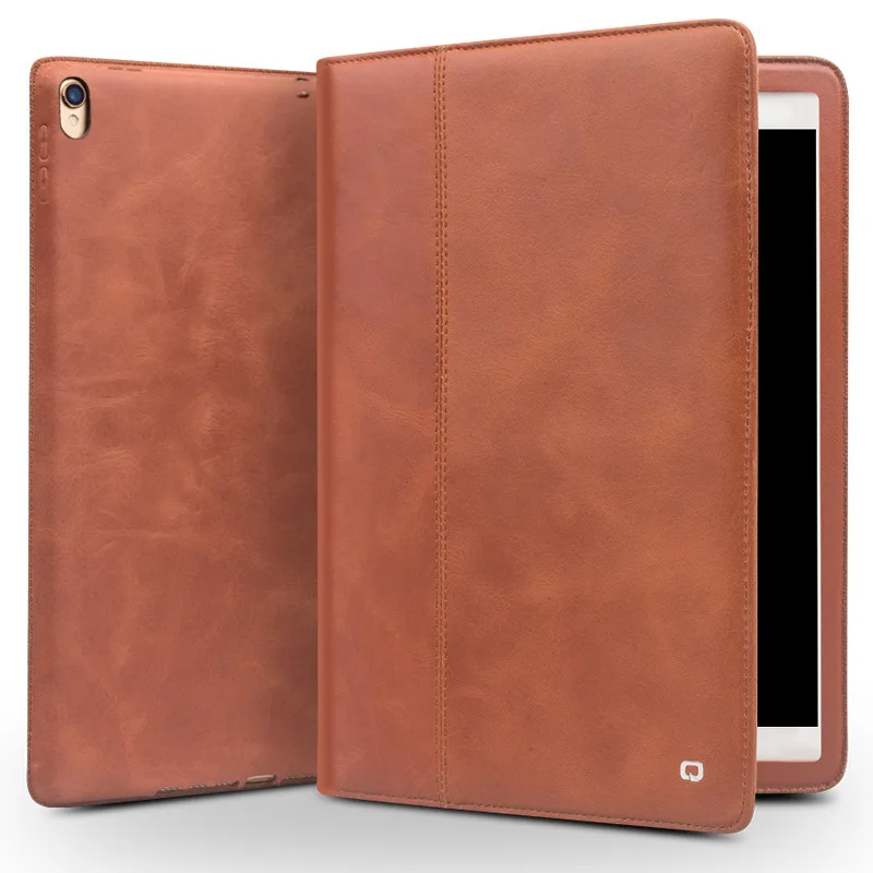 

Qialino New Cowhide Leather Pouch Cover for iPad Pro 10.5 inch Business Full Grain Leather Bag Case Stand Portection Man's Gift