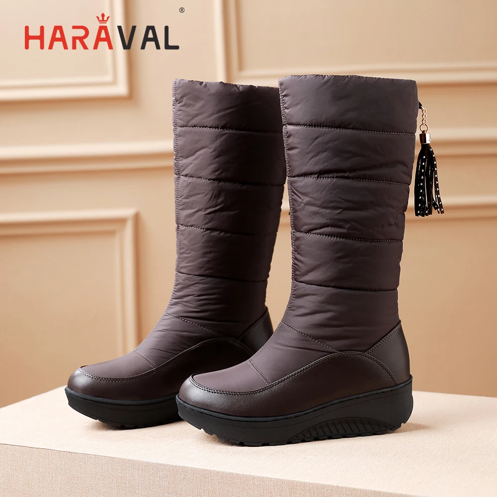 

HARAVAL Classic Woman Handmade Woman Ankle Boots High Quality PU Round Toe Soft Wedges Shoes Solid Casual Warm Basic Boot B272