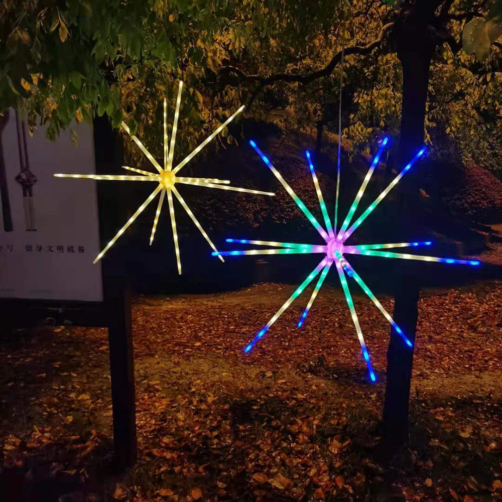 14 tüp yıldız 3D dinamik havai fişek lambası uzaktan kumanda ile RGB LED renkli gece lambası tatil dekorasyonu için çocuklara hediye