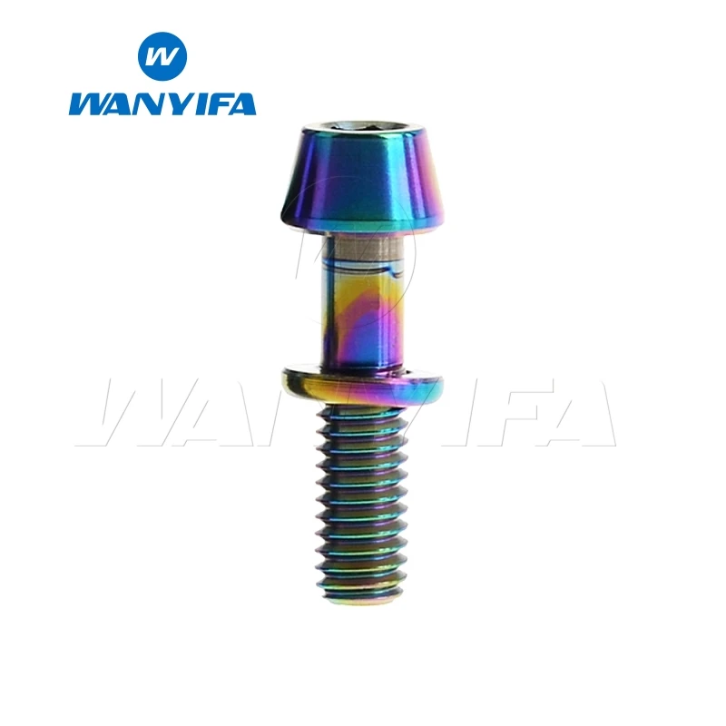 Rainbow Wanyifa Винт С Титановым болтом M4x15.3mm шестигранный конус с шайбой для велосипеда - Цвет: Rainbow