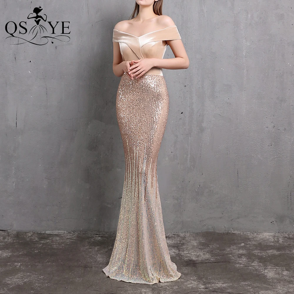 Qsyye-vestido de noite com lantejoulas, esmeralda, sereia,
